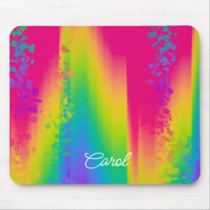 Personalised Rainbow Abstract Confetti Mouse Pad