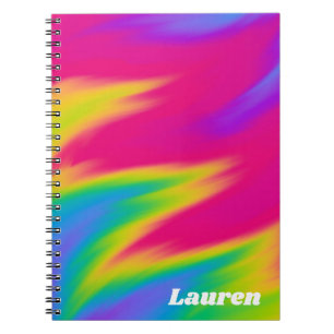 Personalised Rainbow Abstract Spiral  Notebook