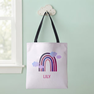 Personalised Rainbow and Clouds Tote Bag for Kids