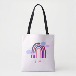 Personalised Rainbow and Clouds Tote Bag for Kids