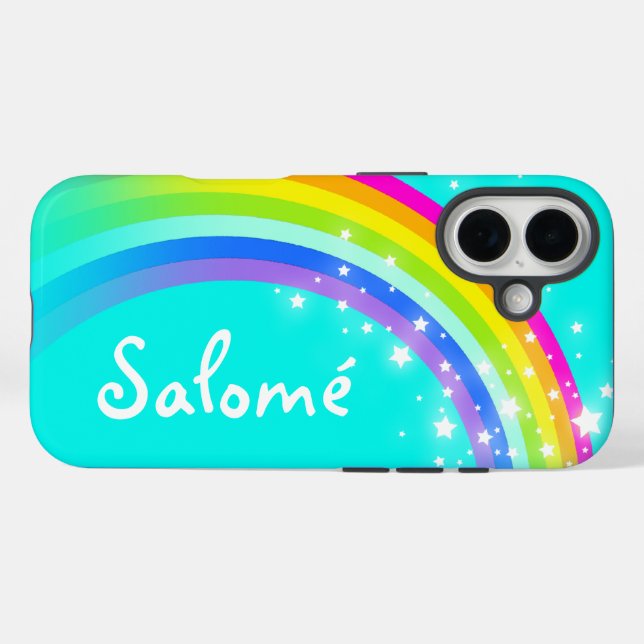 Personalised rainbow aqua iphone case (Back (Horizontal))