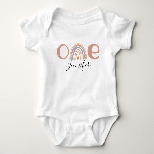 Personalised Rainbow Birthday Baby Bodysuit (Front)