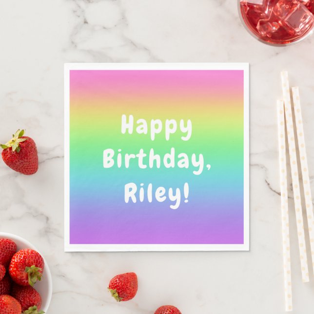 Personalised Rainbow Birthday Napkin (Insitu)