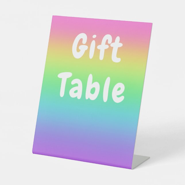 Personalised Rainbow Birthday  Pedestal Sign (Front)
