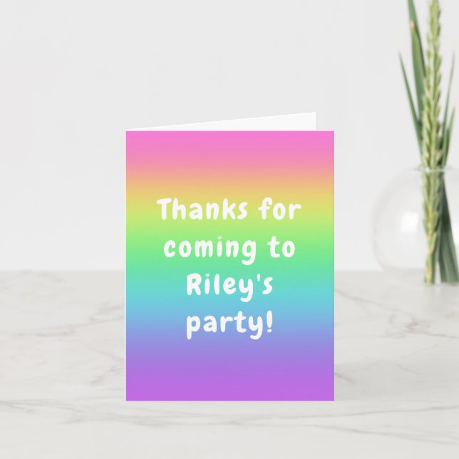 Personalised Rainbow Birthday Thank You Card (Front)