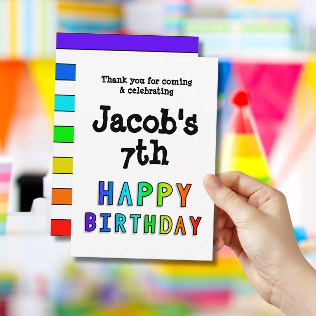 Personalised Rainbow Birthday Thank You Card (Creator Uploaded)