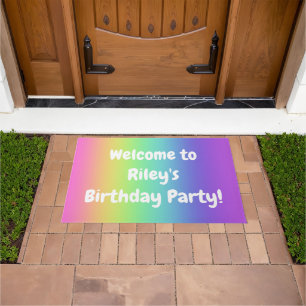 Personalised Rainbow Birthday Welcome Doormat