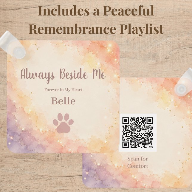 Personalised Rainbow Bridge Keychain with QR Code (Personalized Rainbow Bridge photo keychain honoring beloved dogs, cats, and cherished companions.)