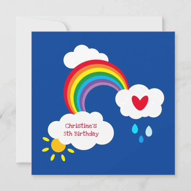 Personalised Rainbow, Clouds, Rain & Sun Birthday (Front)