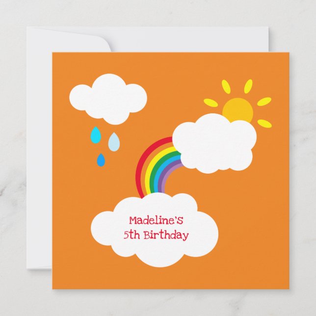 Personalised Rainbow, Clouds, Rain & Sun Birthday (Front)