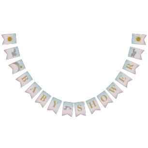 Personalised rainbow-clouds-sun theme-pink&blue bunting
