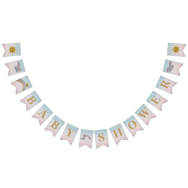 Personalised rainbow-clouds-sun theme-pink&blue bunting  (All)