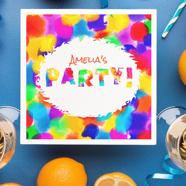 Personalised Rainbow Colour Party Napkin (Creator Uploaded)