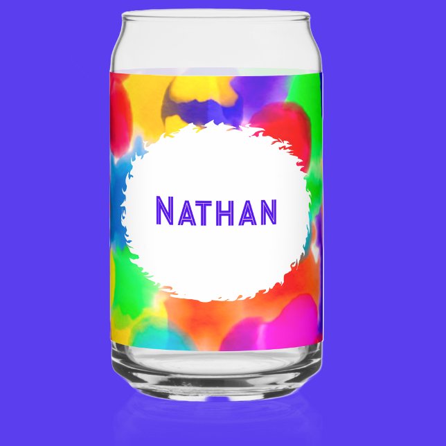 Personalised Rainbow Colour Splash Can Glass (Creator Uploaded)