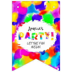 Personalised Rainbow Colour Splash Party Bunting