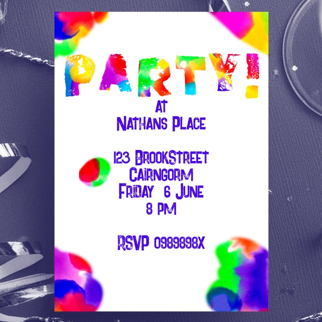 Personalised Rainbow Colour Splash Party Invitatio Invitation (Creator Uploaded)