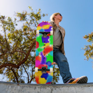 Personalised Rainbow Colour Splash Skateboard