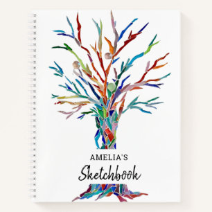Personalised Rainbow Coloured Tree Notebook
