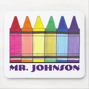 Personalised Rainbow Crayons Art Teacher Mousepad