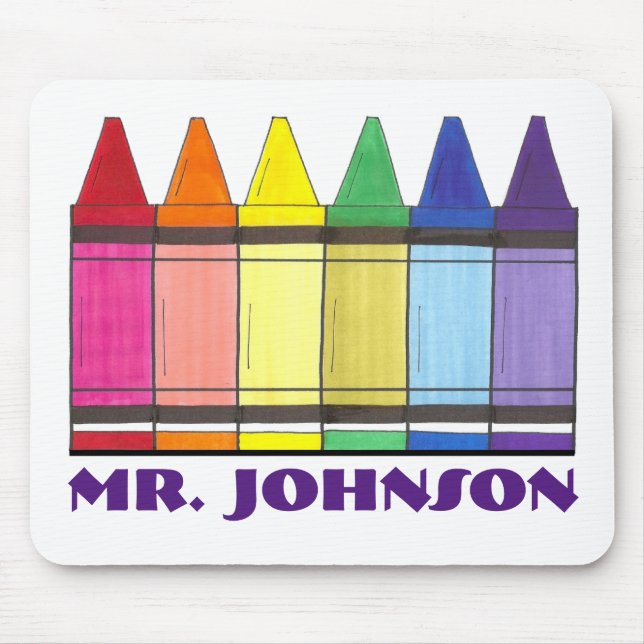 Personalised Rainbow Crayons Art Teacher Mousepad (Front)