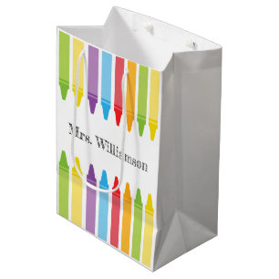 Personalised Rainbow Crayons Teacher Appreciation Medium Gift Bag