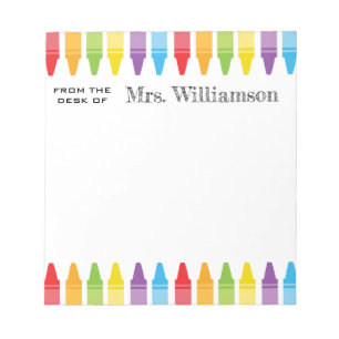 Personalised Rainbow Crayons Teacher Appreciation Notepad