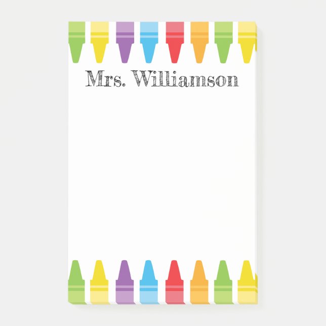 Personalised Rainbow Crayons Teacher Appreciation Post-it Notes (Front)