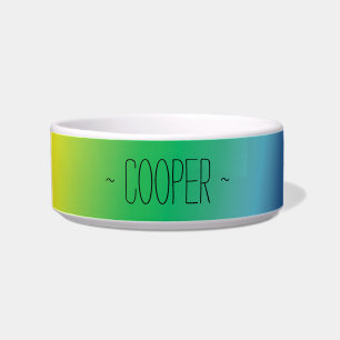 Personalised Rainbow custom name text cute dog cat Bowl