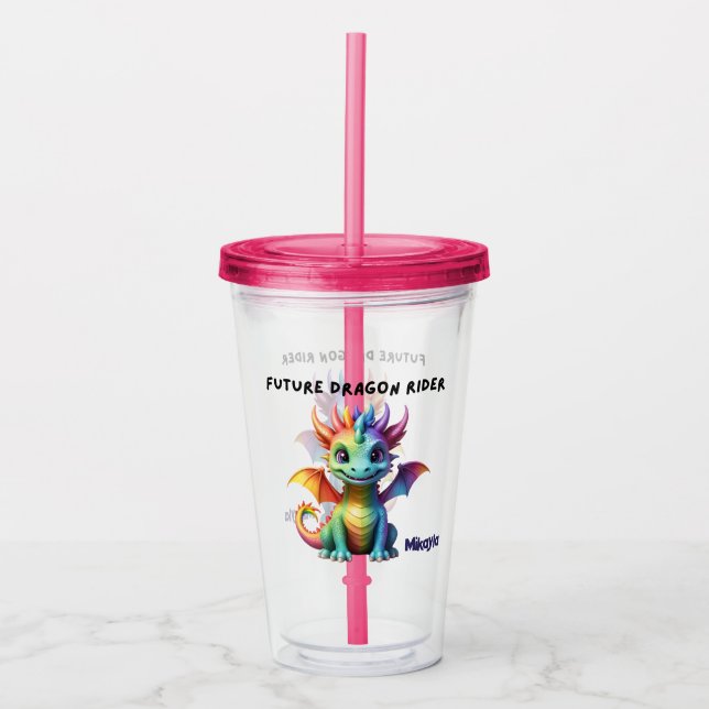 Personalised Rainbow Dragon Acrylic Tumbler (Front)