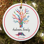 Personalised Rainbow Family Tree Ceramic Tree Decoration<br><div class="desc">This colourful ornament is decorated with a tree in rainbow colours. Easily cusronizable with your name and year. Use the Customise Further option to change the text size, style or colour if you wish. Because we create our own artwork you won't find this exact image from other designers. Original Mosaic...</div>