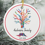 Personalised Rainbow Family Tree Ceramic Tree Decoration<br><div class="desc">This colourful ornament is decorated with a tree in rainbow colours. Easily cusronizable with your name and year. Use the Customise Further option to change the text size, style or colour if you wish. Because we create our own artwork you won't find this exact image from other designers. Original Mosaic...</div>