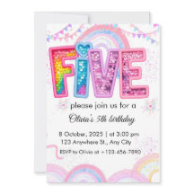  Personalised Rainbow Glitter Birthday Invitation