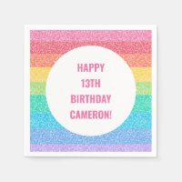 Personalised Rainbow Glitter Birthday Party