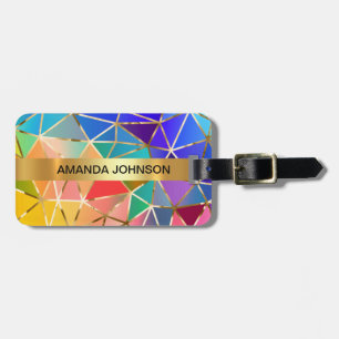 Personalised Rainbow Golden  Metallic Luggage Tag