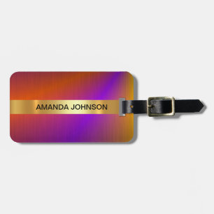 Personalised Rainbow Golden  Metallic Luggage Tag