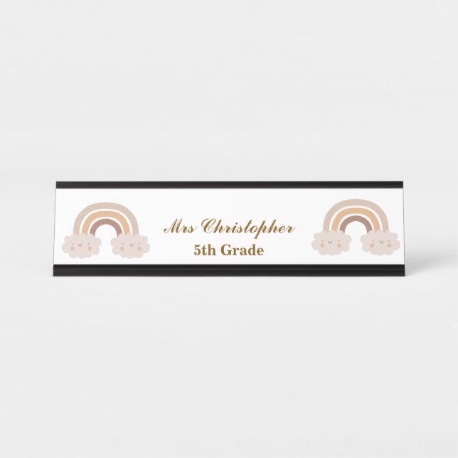 Personalised rainbow Grade Name Teacher  Desk Name Plate (Front)