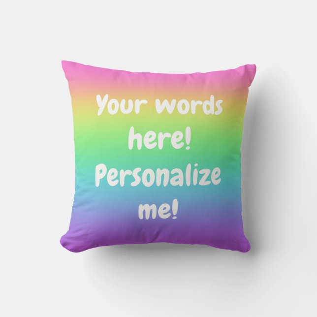 Personalised Rainbow Gradient Throw Pillow (Front)