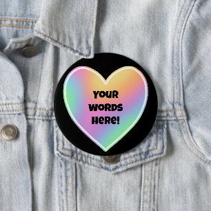 Personalised Rainbow Heart 10 Cm Round Badge