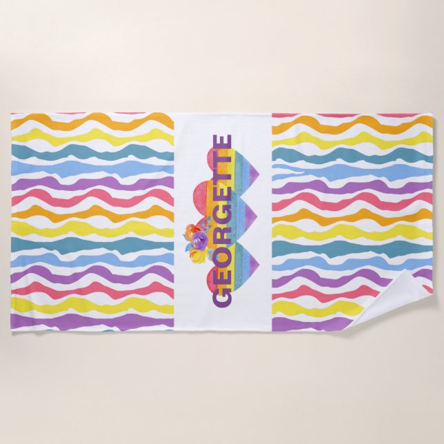 Personalised Rainbow Heart Beach Towel (Front)
