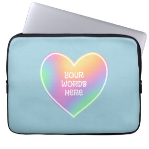 Personalised Rainbow Heart Blue Laptop Sleeve