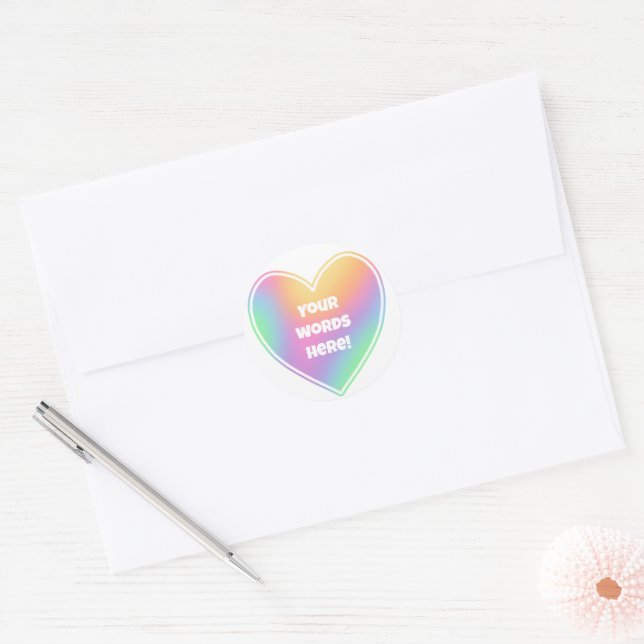 Personalised Rainbow Heart Classic Round Sticker (Envelope)