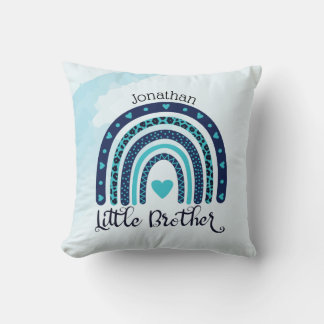 Personalised Rainbow Heart Little Brother Cushion