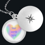 Personalised Rainbow Heart Locket Necklace<br><div class="desc">Soft rainbow colours gradient heart with your own words! Customise with your loving message!

Designed by a duo of freelance artists in beautiful Washington State,  USA. Thanks for your support!</div>