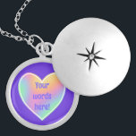 Personalised Rainbow Heart Locket Necklace<br><div class="desc">Soft rainbow colours gradient heart with your own words! Customise with your loving message!

Designed by a duo of freelance artists in beautiful Washington State,  USA. Thanks for your support!</div>