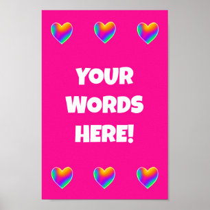 Personalised Rainbow Hearts Poster