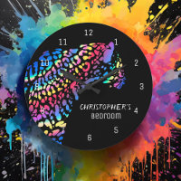 Personalised Rainbow Jaguar Bedroom Clock