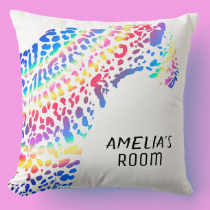 Personalised Rainbow Jaguar Bedroom Cushion