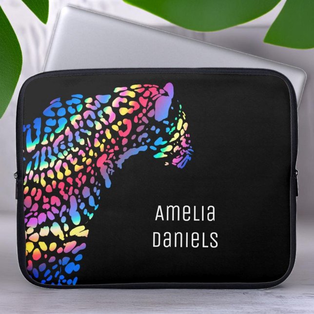 Personalised Rainbow Jaguar  Laptop Sleeve (Creator Uploaded)