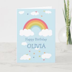 Personalised Rainbow Kids Happy Birthday Flat Card