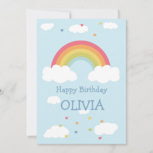 Personalised Rainbow Kids Happy Birthday Flat Card